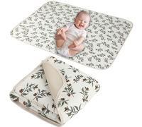 Cambiador de pañales para bebé, forro impermeable con parte delantera 100% algodón de muselina y respaldo de cuero, cambiador portátil suave y absorbente, 19.7 x 25.6 pulgadas