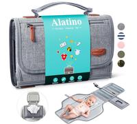 Cambiador de pañales portátil para bebé, cambiador de viaje desmontable con bolsillo para toallitas de bebé, regalos para baby shower, niñas y niños recién nacidos (gris)