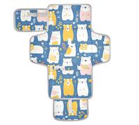 Cambiador de pañales reutilizable con bolsillo para pañuelos, almohadilla cambiadora para mamás, papás, Mr & mrs Bear Peach Blue