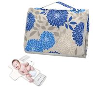 Cambiador de pañales reutilizable con bolsillo para pañuelos, dalia mexicana, gris pardo, azul, cambiador de pañales para bebé, ligero y plegable, cambiador de pañales para bebés