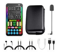 Cambiador de voz en tiempo real con tarjeta de sonido - 8 efectos de voz, accesorios completos incluidos (mini micrófono, auriculares de monitor, 2 adaptadores), Plug & Play, compatible con PC, PS5