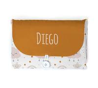 Cambiador Impermeable Portatil para bebe personalizado con su nombre.Varios modelos.Regalo recien nacido. (nubes)