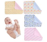 Cambiador para bebé, 4 unidades, 20 x 28 pulgadas, impermeable, forro de algodón transpirable, alfombrilla para pañales lavable y reutilizable para el hogar, dormitorio, viajes, forro de camping