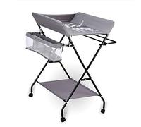 Cambiador plegable, color gris, cómoda cambiadora con cesta y superficie de almacenamiento, cambiador compacto que ahorra espacio y estable, niños de hasta 12 meses (sin ruedas)