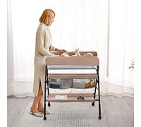 Cambiador plegable for bebés con almacenamiento, estación móvil for pañales con ruedas, 6-36 meses
