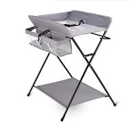 Cambiador plegable para bañera, funda de cojín para bebé con sin ruedas, altura no ajustable, 80 x 63 x 96 cm, con diseño de jirafa, cinturón de seguridad y compartimentos de almacenamiento