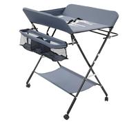 Cambiador plegable para bebé, cambiador con 4 ruedas universales, cinturón de seguridad y compartimentos de almacenamiento, establo para cambiar pañales de hasta 15 kg