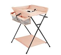 Cambiador plegable para bebé, cambiador con estantes, cojín con escala de altura, cambiador ancho de 31,5 x 24,8 pulgadas, cinturón de seguridad y compartimentos y regla de altura (caqui)