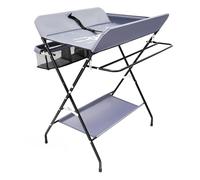 Cambiador plegable para bebé con cinturón de seguridad y cesta de almacenamiento, mesa cambiadora móvil plegable para bebés de 0 a 12 meses, soporta 25 kg