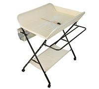 Cambiador plegable para bebé recién nacidos, mesa de cambio de pañales, cambiador con bañera para bebé 2 en 1, cambiador portátil (80 * 66 * 98cm (beige))
