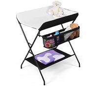 Cambiador plegable y portátil, cambiador plegable para habitación de bebé, ajustable en altura, cambiador y bañera 2 en 1 para bebé, de 0 a 12 meses (79 x 55,5 x 96 cm), color negro y blanco