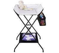 Cambiador plegable y portátil, cambiador plegable para habitación de bebé, ajustable en altura, cambiador y bañera 2 en 1 para bebé, de 0 a 12 meses (79 x 55,5 x 96 cm), color negro y blanco