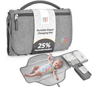 Cambiador portátil bebé - Cambiador viaje bebé con bolsillo para toallitas y cojín para la cabeza, impermeable, extraíble - Regalo ideal para recién nacido (Gris)