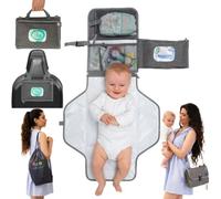 Cambiador portátil - Cambiador de bebé con cambiador de pañales impermeable - Kit de embrague plegable para cambiar pañales - Estación de cambio de pañales portátil y organizador de pañales para