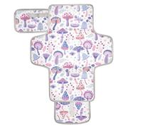 Cambiador portátil para bebé, tapete cambiador de pañales impermeable de hongos mágicos morados, cambiador de viaje con almohada integrada, regalo de ducha para bebé