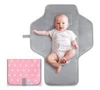 Cambiador portátil para bebé, tapete compacto impermeable para pañales, color rosa