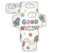 Cambiador portátil reutilizable con diseño de cohetes coloridos de Good Night, con bolsillo para pañuelos, cambiador de pañales portátil para niñas y niños