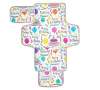 Cambiador reutilizable con bolsillo para pañuelos, cambiador de pañales para bebé, ligero y plegable, cinta de feliz cumpleaños, colorida