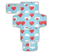 Cambiador reutilizable con bolsillo para pañuelos, cambiador portátil para bebé para niñas y niños, feliz San Valentín, corazón, nube, azul