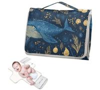 Cambiador reutilizable con bolsillo para pañuelos, feliz año nuevo, tiburón, azul oscuro, cambiador portátil para bebé, ligero y plegable, cambiador cambiador de pa?ales para bebes