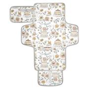 Cambiador reutilizable lavable con bolsillo de pañales, tapete cambiador de pañales, kit de viaje para bebé, estación de viaje, estilo William Morris, líneas simples, lindo cumpleaños para pastel