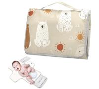 Cambiador reutilizable para bebé con bolsillo de pañuelos, estilo Oliver Jeffers estilo oso marrón, impermeable, cambiador para bebé, ligero y plegable, cambiador cambiador de pa?ales para bebes