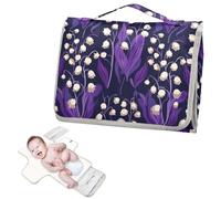 Cambiador reutilizable para bebé con bolsillo para pañuelos, lirio de Finlandia del valle, lavanda, bronceado, cambiador de viaje para bebé, kit de viaje cambiador de pa?ales para bebés