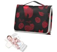 Cambiador reutilizable para bebé con bolsillo para pañuelos, zorro nórdico, frambuesa, negro, rojo, cambiador para recién nacidos, niñas y niños, cambiador de pa?ales para bebés
