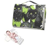 Cambiador reutilizable portátil con bolsillo para pañuelos Sweet British Shorthair Cats Green Changing Pads para cambiadores para niñas y niños cambiadores de pa?ales para bebés