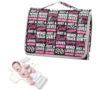 Cambiador reutilizable y lavable con bolsillo de pañuelos, Just A Girl Who Loves Dirt Track, cambiador de pañales para recién nacidos, niñas y niños, cambiadores de pa?ales para Bebes