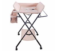 Cambiador y bañera 2 en 1 para bebé, de 0 a 12 meses (hasta 25 kg), cambiador plegable y portátil, con 4 ruedas, 80 x 66 x 98 cm (rosa)