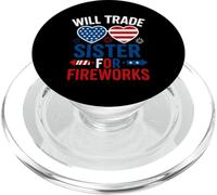 Cambiará a hermana por fuegos artificiales divertido 4 de julio patriótico PopSockets PopGrip para MagSafe