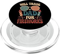 Cambiará a papá por fuegos artificiales Groovy 4 de julio Fuegos artificiales niños PopSockets PopGrip para MagSafe