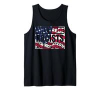 Cambiará racistas por refugiados inmigrantes bandera de Estados Unidos Chicano Camiseta sin Mangas