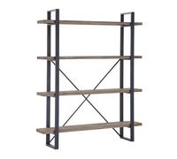 CAMBIATUSMUEBLES CTM® Estantería Alta Chic 4 Baldas - Estructura Metálica Negra con Estantes en Madera Roble Salvaje Color Marrón, Diseño Industrial Abierto, 150x30x180 cm, Ideal para Salón u Oficina