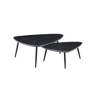 CAMBIATUSMUEBLES CTM® Set 2 Mesas de Centro Island - Mesas auxiliares Tipo Nido Diseño Irregular, Estructura Metálica Tablero ceramico Gris Oscuro