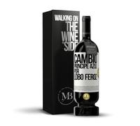 «Cambio príncipe azul por lobo feroz» Mensaje en una Botella. Vino Tinto Premium Reserva 12 Meses MBS Martín Berasategui System + Gift Box. Etiqueta Blanca PERSONALIZABLE