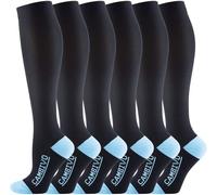 CAMBIVO 6Pares Medias de Compresión Mujer Hombre, Calcetines Compresion 20-30mmHg, Medias de Compresion Varices, para Deporte, Running, Ciclismo, Senderismo, Baloncesto, Fútbol, Viaje Avion