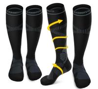 CAMBIVO Medias de Compresión Mujer Hombre 2 Pares, Calcetines Compresion 15-20 mmHg, Medias de Compresion Varices, Calcetines Altos, para Deporte, Running, Avion, Ciclismo, Senderismo, Enfermera