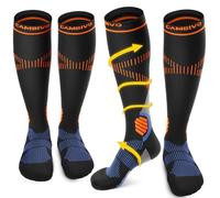 CAMBIVO Medias de Compresión Mujer Hombre 2 Pares, Calcetines Compresion 15-20 mmHg, Medias de Compresion Varices, Calcetines Altos, para Deporte, Running, Avion, Ciclismo, Senderismo, Enfermera