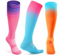 CAMBIVO Medias de Compresión Mujer Hombre 3Pares, Calcetines Compresion 15-20mmHg, Transpirables Calcetines Largos, Compression Socks para Deporte, Running, Ciclismo, Viajar en Avión, Enfermera, Moda