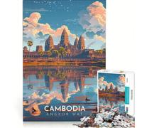 Cambodia Travel Poster Rompecabezas de 1000 | 38x52cm Un reto difícil Cada pieza es única Regalos de cumpleaños y regalos únicos.