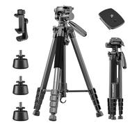 CAMBOFOTO Cámaras Trípode Profesional de 188 cmpara Cámaras DSLR, Smartphones y Dispositivos con Montaje Universal 1/4" - Cabezal Panorámico de 3 Vías, Ligero y Compacto (Negro)