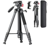 CAMBOFOTO CámarasTrípode para Cámara de 188cm, Soporte para Teléfono y Bolsa de Viaje Incluidos, Compatible con Cámaras DSLR, Teléfonos Celulares, Proyectores, Cámaras Web y Telescopios de Detección