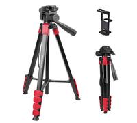 CAMBOFOTO Trípode de 172 cm para Cámaras, Trípode Ligero para Móviles, Fabricado en Aluminio con Clip para Móvil y Bolsa de Transporte, Compatible con Tabletas, Smartphones y Cámaras DSLR