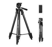 CAMBOFOTO Trípode para Teléfonos Móviles 135 cm, Aleación de Aluminio Ligero con Soporte para Móviles, Compatible con iPhone, Android, Smartphones, Cámaras DSLR y Sin Espejo