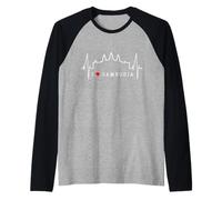 Camboya Skyline Heartbeat Siem Raep I Love Angkor Wat Camiseta Manga Raglan