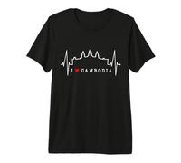 Camboya Skyline Heartbeat Siem Raep I Love Angkor Wat Camiseta Premium