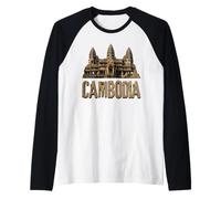 Camboya Templo histórico de Angkor Wat Khmer Camiseta Manga Raglan