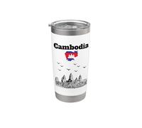 Camboya viaje recuerdo arquitectura amante bandera camboyana Vaso térmico de acero inoxidable de doble pared
